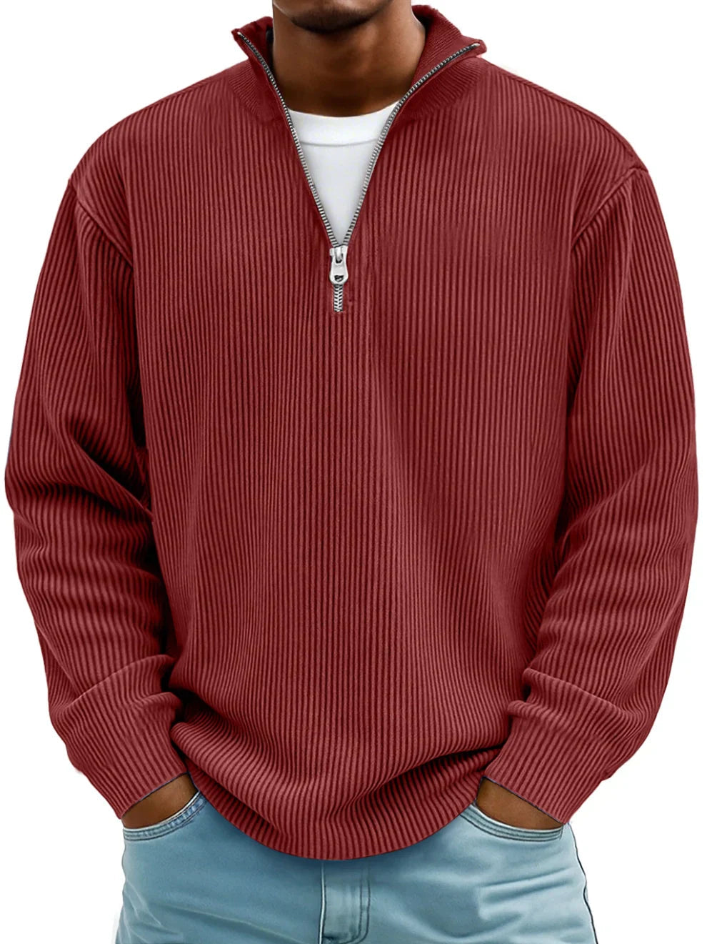 Peter™ |Moderne herrepullover med halv lynlås