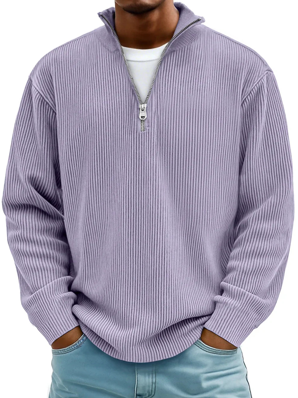 Peter™ |Moderne herrepullover med halv lynlås