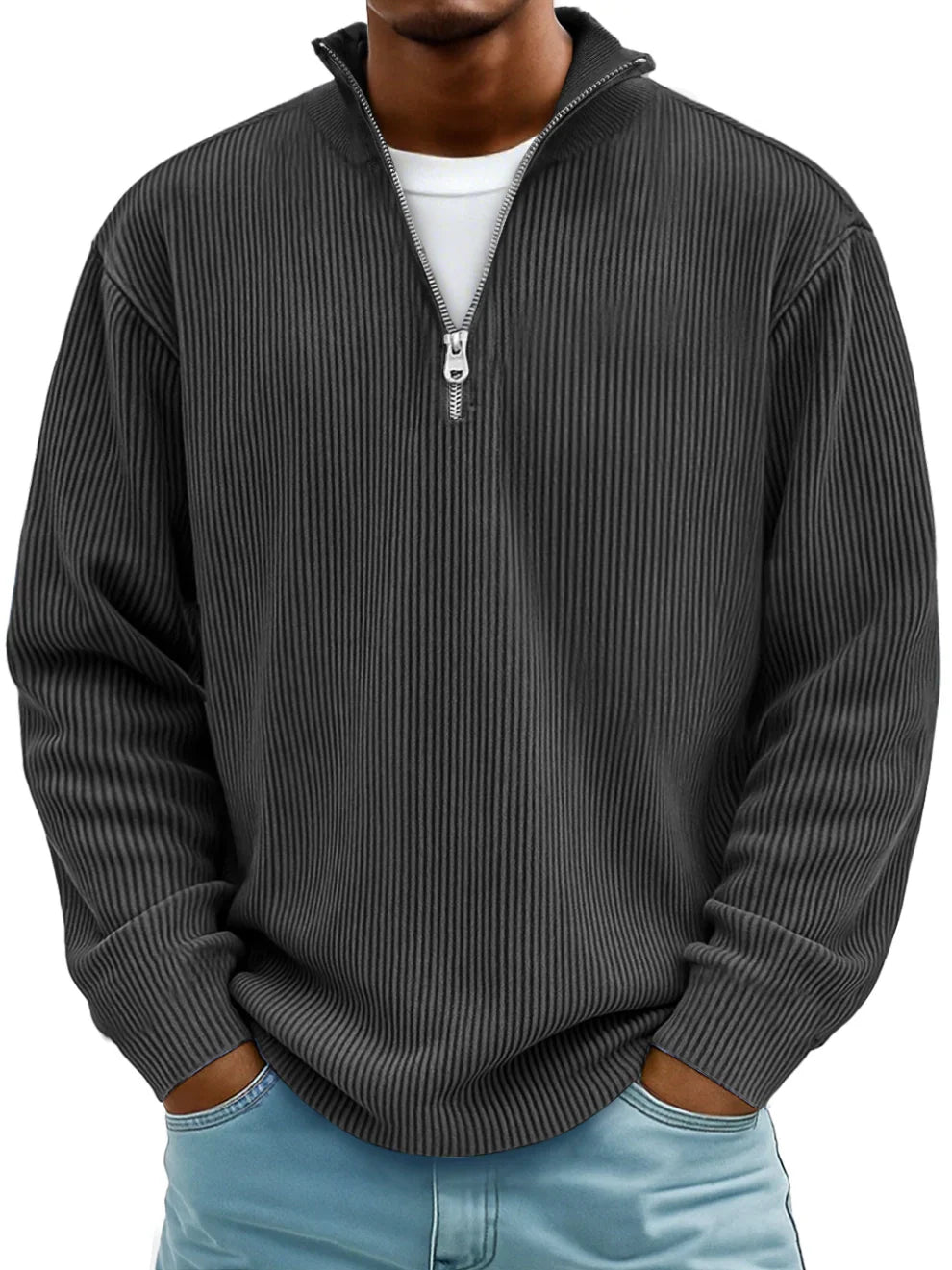 Peter™ |Moderne herrepullover med halv lynlås