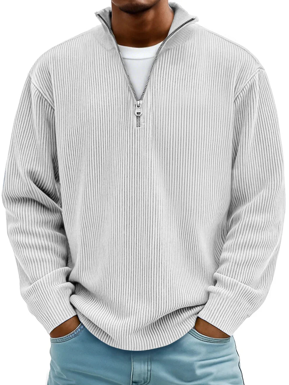Peter™ |Moderne herrepullover med halv lynlås
