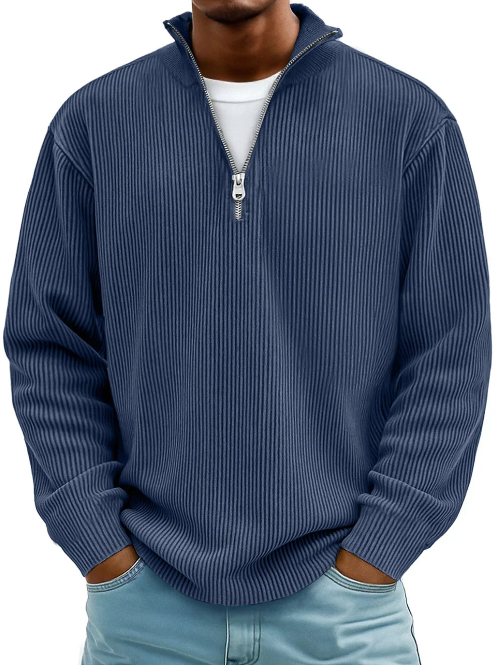Peter™ |Moderne herrepullover med halv lynlås