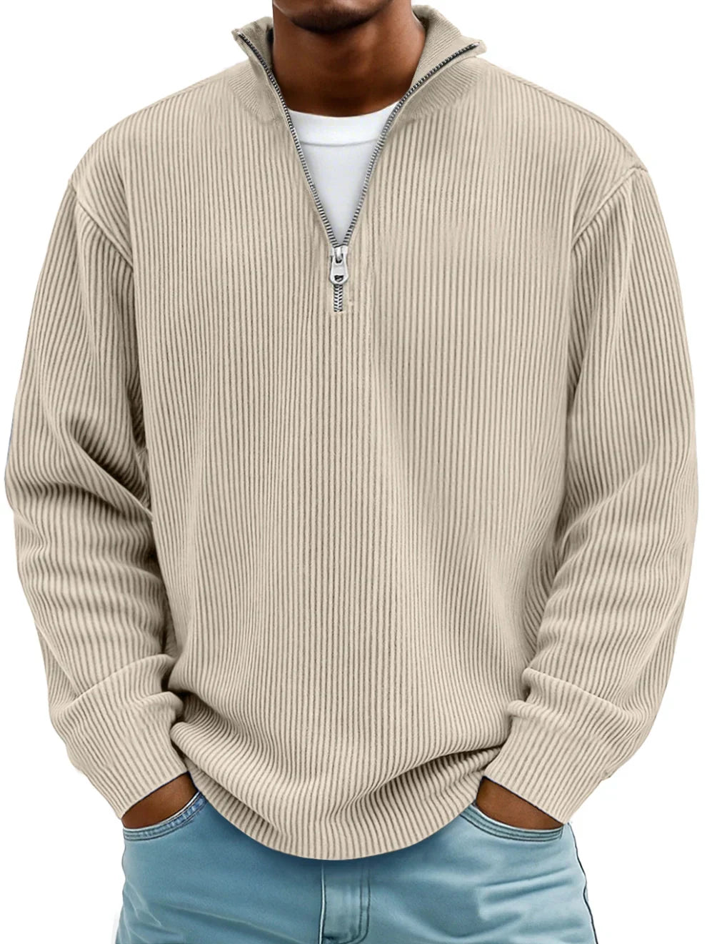 Peter™ |Moderne herrepullover med halv lynlås