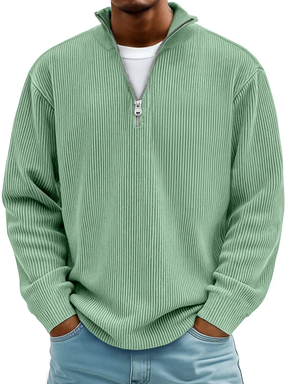 Peter™ |Moderne herrepullover med halv lynlås