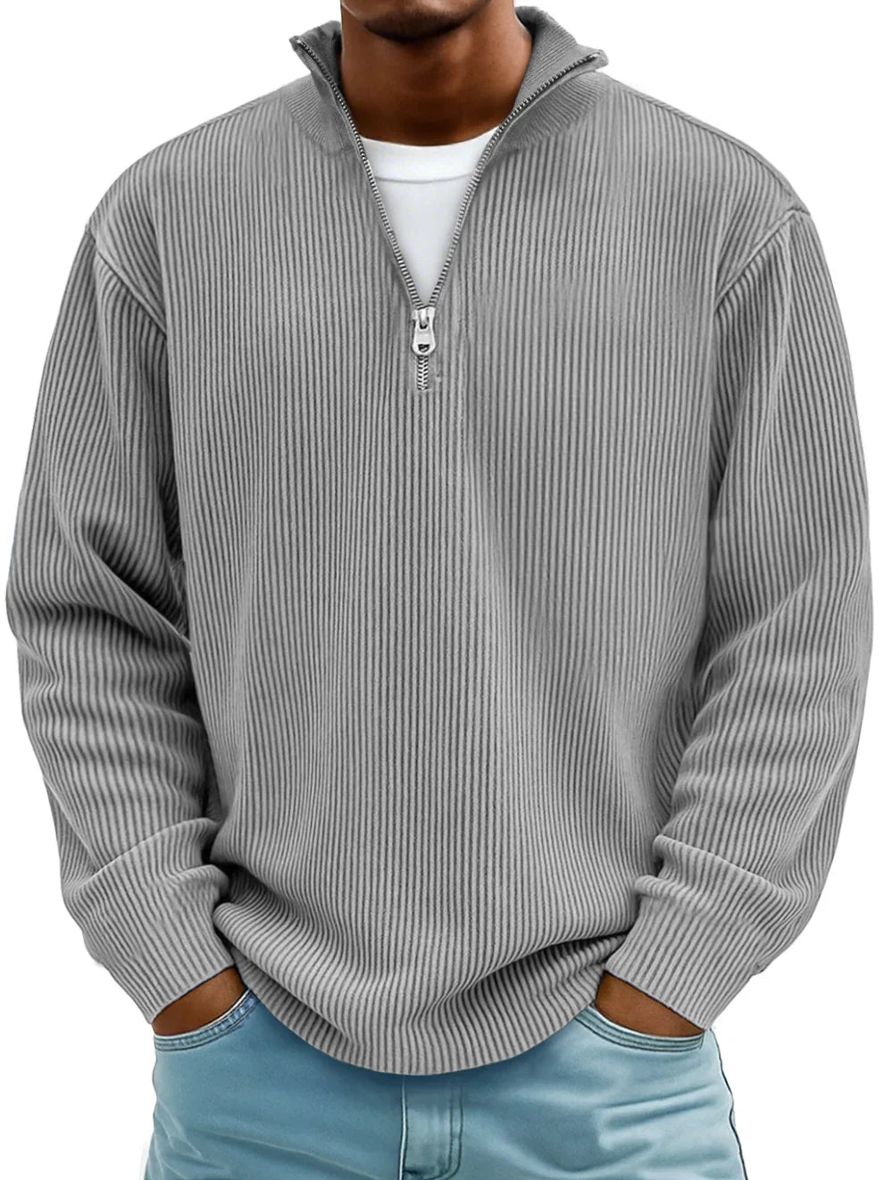 Peter™ |Moderne herrepullover med halv lynlås