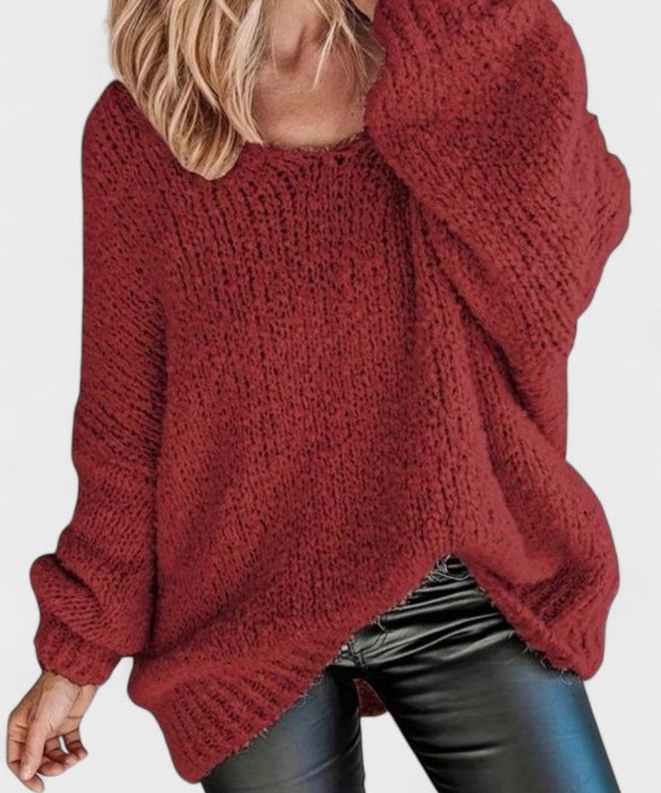 Katrine™ | Let striktrøje med rund hals