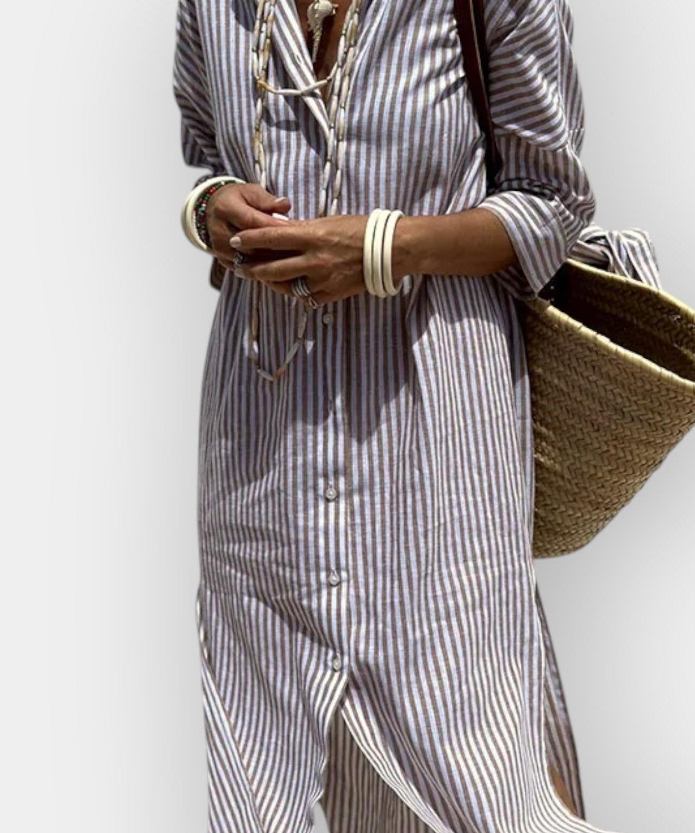 Luna | Stribet skjortekjole