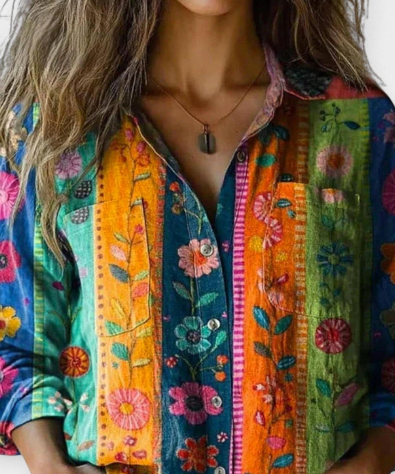 Mille | Vintage mønsterbluse